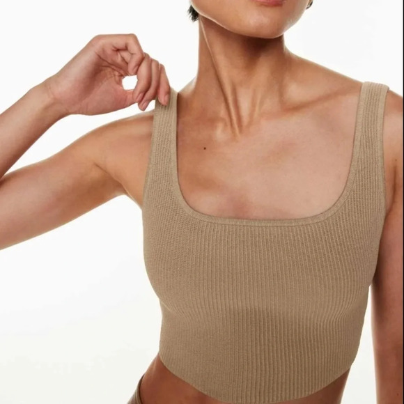 Aritzia Tops - Aritzia Babaton Sculpt Knit Squareneck Cropped Tank Tan
Size L